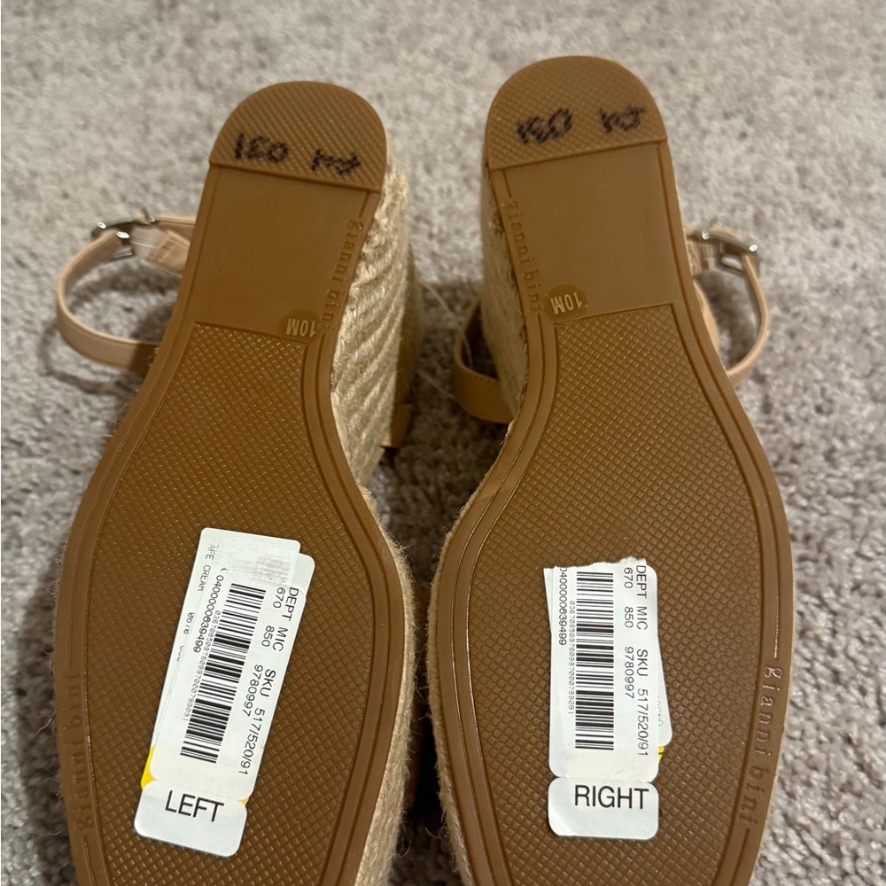 Gianni Bini Tan Wedge Leather Espadrilles with Ankle Straps - Picture 6 of 8